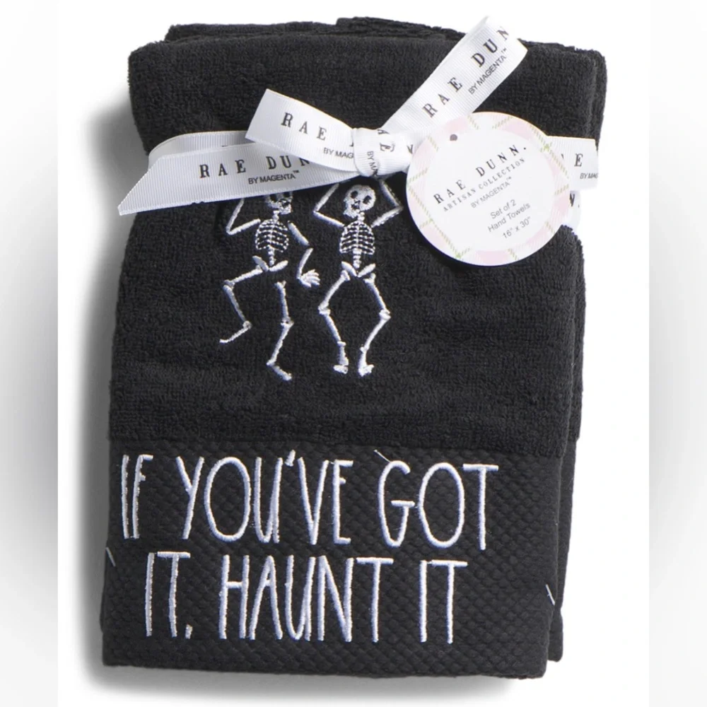NWT Rae Dunn If You’ve Got It, Haunt It 2x Hand Towels